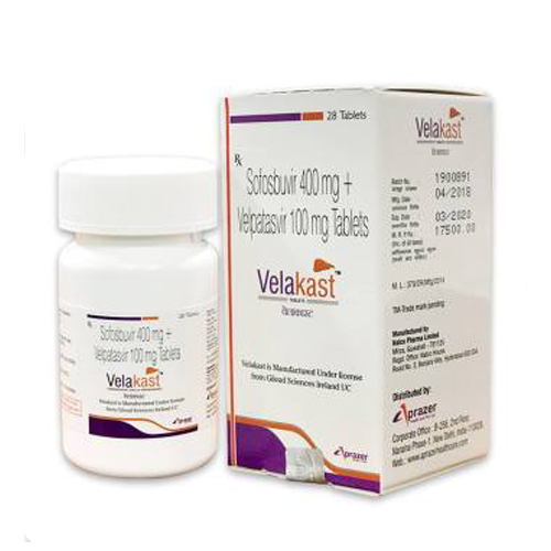 Thuốc Velakast - Sofobusvir 400mg và Velapatasvir 100mg (hộp 28 viên)