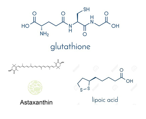 Cấu trúc của Glutathione, Astaxanthin, Axit lipoic