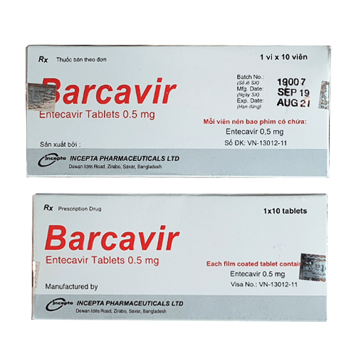 Thuốc Barcavir 0,5mg (Entercavir 0,5mg)
